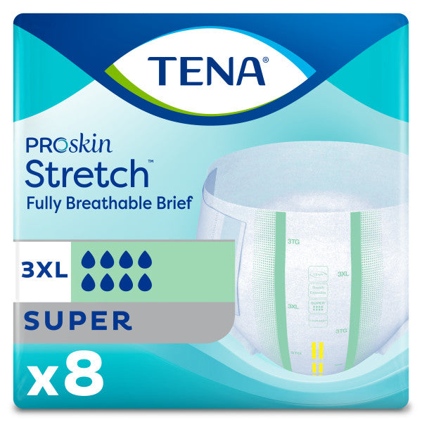 TENA ProSkin™ Stretch Super Bariatric Incontinence Brief, Heavy Absorbency, Unisex, 3X-Large, 8 count